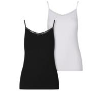 Urban Classics Damen Unterhemd Basic Tank Top Cotton Lace 2-Pack, Basic Trägertop aus Baumwolle mit Spitze, Spaghettiträger, Größen XS - XL
