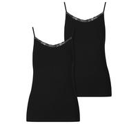 Urban Classics Damen Unterhemd Basic Tank Top Cotton Lace 2-Pack, Basic Trägertop aus Baumwolle mit Spitze, Spaghettiträger, Größen XS - XL