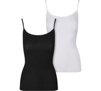 Muskelshirt URBAN CLASSICS "Urban Classics Ladies Tank Top 2-Pack", Herren, Gr. L, schwarz-weiß (schwarz, weiß), 95% Viskose, 5% Elasthan, unifarben, casual, normal, Rundhals, ohne Ärmel, Shirts (5677