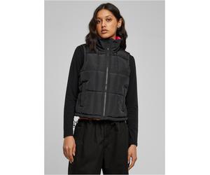 Urban Classics Damen Weste Ladies Reversible Cropped Puffer Vest Black/Fuchsia-M