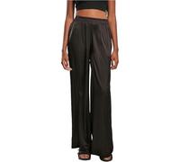 Urban Classics Damen Women's Satin Wide Leg Trousers Pants, Schwarz, L EU
