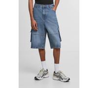 Urban Classics Denim-Cargoshorts, lockere Passform, mittel-tiefblau, gewaschen, Größe 31
