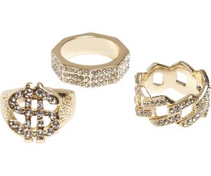Urban Classics Dollar Ring 3-Pack Gold-S/M