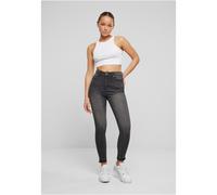 Urban Classics Damen Jeans Skinny Hochtailliert Offener Saum Schwarz W27