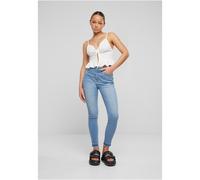 Urban Classics Eng anliegende Damenjeans mit hoher Taille und offenem Saum Klarblau gebleicht 26