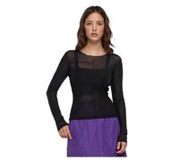Urban Classics Longsleeve Damen Exposed Seam Mesh – 90% Polyamid, 10% Elastan – Schwarz XS