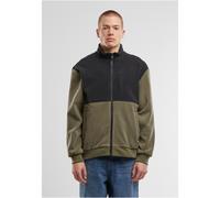 Urban Classics Farbblock-Polarfleece-Jacke schwarz/oliv XXL