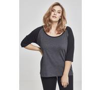 Urban Classics Female Shirt Ladies 3/4 Contrast Raglan Tee Charcoal/Black-L
