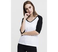 Urban Classics Damen T-Shirt – 3/4 Contrast Raglan Tee – Mehrfarbig (wht/blk) – S