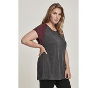 Urban Classics Female Shirt Ladies Contrast Raglan Tee Charcoal/Redwine-5XL