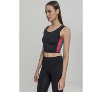 Urban Classics Female Shirt Ladies Side Stripe Cropped Zip Top Navy/Fire Red/White-S