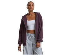 Sweatjacke URBAN CLASSICS "Urban Classics Ladies Fluffy Zip Cardigan", Damen, Gr. 5XL, lila (plumlila), 70% Baumwolle, 30% Polyester, unifarben, Langarm, Sweatjacken (40205520-5XL) plumlila