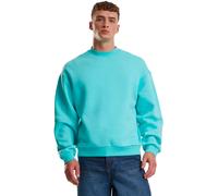 Rundhalspullover URBAN CLASSICS "Urban Classics Fluffy Crewneck", Herren, Gr. XXL, berylblau, 70% Baumwolle, 30% Polyester, unifarben, relaxed fit, Rundhals, Pullover (35239264-XXL) berylblau