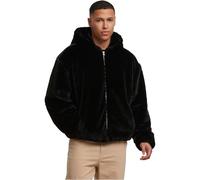 Urban Classics Herren Kapuzenjacke Full Zip Faux Fur Hoodie Kunstpelz Schwarz M
