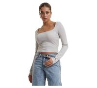 Urban Classics Damen Ladies Glitter Square Neck Longsleeve TB6996 Whitesand-M