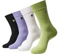 Urban Classics Heart Socks 4-Pack Black/Lilac/Lime/White-35-38