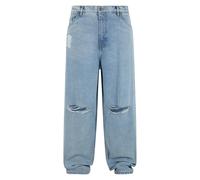 Bequeme Jeans URBAN CLASSICS "Urban Classics Heavy Ounce Knee Cut Baggy Fit Jeans" Gr. 33, Normalgrößen, blau (new light washed) Herren Jeans (92174341-33) new light blau washed