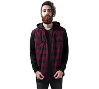 Urban Classics Hemd Hooded Checked Flanell Sweat Sleeve Shirt Black/Burgundy/Black-L