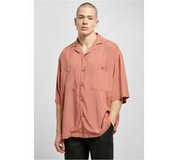 Langarmhemd URBAN CLASSICS "Urban Classics Herren Oversized Resort Shirt", Herren, Gr. S, US-Größen, terracotta, 100% Viskose, unifarben, Hemden (75975607-S) terracotta