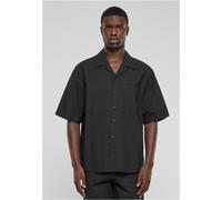 Urban Classics Herren Hemd Relaxed Seersucker Short Sleeve Shirt, lässiges Kurzarm Hemd für Männer, black, S