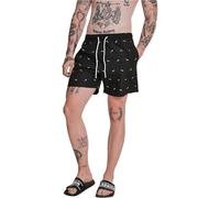Badeshorts URBAN CLASSICS "Urban Classics Herren Embroidery Swim Shorts", Herren, Gr. S, US-Größen, shark, schwarz, weiß, 100% Polyester, Badehosen Badeshorts (73929562-S) shark, schwarz, weiß
