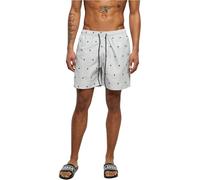 Urban Classics Herren Badehose Embroidery Swim Shorts, Badeshorts mit Miniatur-Stickereien, schnelltrocknend, Skull/lightasphalt/Black, 4XL