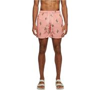 Badeshorts URBAN CLASSICS "Urban Classics Herren Pattern Swim Shorts" Gr. S, US-Größen, rosa (cactus aop) Herren Badehosen (40602954-S) cactus aop