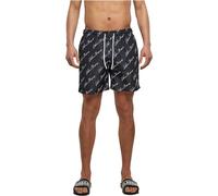 Urban Classics Herren Badehose Pattern Swim Shorts, Herren Badeshorts mit Muster, erhältlich in vielen Farbvarianten, Blackscriptlogo, XXL