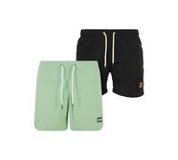 Urban Classics Badehose Block Swim Shorts 2er-Pack Herren schnell trocknend Vintagegrün/Schwarz 5XL