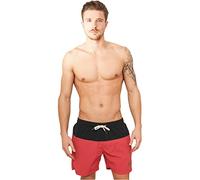 Urban Classics Badeshorts Block – Kordelzug, Taschen, schnelltrocknend – Schwarz/Rot, 4XL