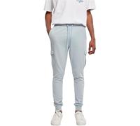 Cargohose URBAN CLASSICS "Urban Classics Herren Fitted Cargo Sweatpants", Herren, Gr. L, US-Größen, summerblau, 80% Baumwolle, 20% Polyester, unifarben, slim fit, Hosen Cargohose (14888459-L) summerbl