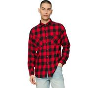 Urban Classics Herren Flanellhemd TB297 kariert – Schwarz/Rot – XXL