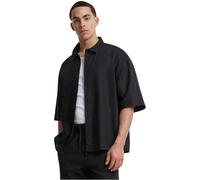 Urban Classics Herren Hemd Boxy Cotton-Linen TB6608 – Schwarz, XL