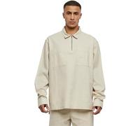 Urban Classics Herren Hemd Cotton Linen Half Zip Shirt softseagrass S