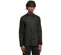 Urban Classics Herren TB6244-Cotton Linen Stand Up Collar Shirt Hemd, Black, L