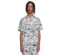 Urban Classics Herren Hemd Viscose AOP Resort Shirt, lässiges Hemd für Männer, mit floralem Print, whitescribble, XL