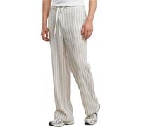 Stoffhose URBAN CLASSICS "Urban Classics Striped Crinkle Resort Pants", Herren, Gr. 4XL, US-Größen, sanftes weiß, schwarz, 92% Polyester, 6% Viskose, 2% Elasthan, gestreift, relaxed fit, Hosen Stoffho
