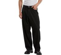 Stoffhose URBAN CLASSICS "Urban Classics Tapered Twill Baggy Pants", Herren, Gr. 32, Normalgrößen, schwarz, 99% Baumwolle, 1% Elasthan, unifarben, loose fit, Hosen (33169828-32) schwarz