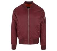 Urban Classics Herren Jacke - Basic Bomber Jacket, Bomberjacke mit aufgesetzter Tasche und Zipper am Arm, Rot (Burgundy 606), Gr. Medium