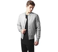 Urban Classics Herren Jacke - Basic Bomber Jacket, Bomberjacke mit aufgesetzter Tasche und Zipper am Arm, Grau (h.Grey 138), Gr. Small