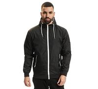 Urban Classics Herren Jacke Contrast Windrunner mit Kapuze Schwarz/Weiß XL