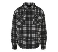 Urban Classics Plaid Teddy Lined Shirt Jacket Herren-Winterjacke - schwarz weiß XL