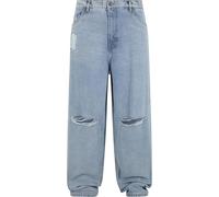 Bequeme Jeans URBAN CLASSICS "Urban Classics Heavy Ounce Knee Cut Baggy Fit Jeans" Gr. 34, Normalgrößen, blau (new light washed) Herren Jeans (92174341-34) new light blau washed