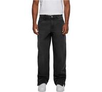 Bequeme Jeans URBAN CLASSICS "Urban Classics Herren Heavy Ounce Straight Fit Zipped Jeans", Herren, Gr. 28, Normalgrößen, schwarz (schwarzwashed), 100% Baumwolle, unifarben, casual, Jeans (11413811-28