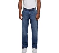 Bequeme Jeans URBAN CLASSICS "Urban Classics Herren Heavy Ounce Straight Fit Zipped Jeans" Gr. 38, Normalgrößen, blau (new mid washed) Herren Jeans (64286666-38) new mid blau washed