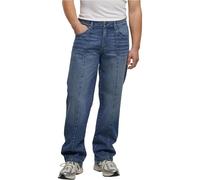 Bequeme Jeans URBAN CLASSICS "Urban Classics Wide Leg Denim With Dividing Seams", Herren, Gr. 34, Normalgrößen, mid tiefblau washed, 100% Baumwolle, unifarben, casual, Jeans (52262007-34) mid tiefblau
