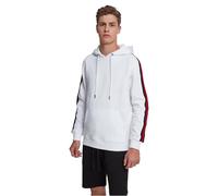 Urban Classics Herren Kapuzenpullover Stripe Shoulder Hoody, Weiß (White/Black/Fire Red 01377), Large (Herstellergröße: L)