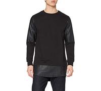 Urban Classics Herren Long Zipped Synthetic Leather Crewneck blk/blk, S