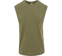 Urban Classics Herren T-Shirt Open Edge Sleeveless Tee, ärmelloses T-Shirt für Männer, Rundhals, Baumwolle, olive, S