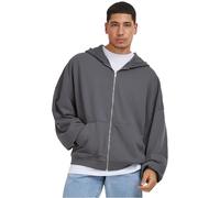 Rundhalspullover URBAN CLASSICS "Urban Classics Herren 90's Zip Hoody", Herren, Gr. L, schwarzshadow, 65% Baumwolle, 35% Polyester, unifarben, oversize, ohne Ausschnitt, Pullover Rundhalspullover (956